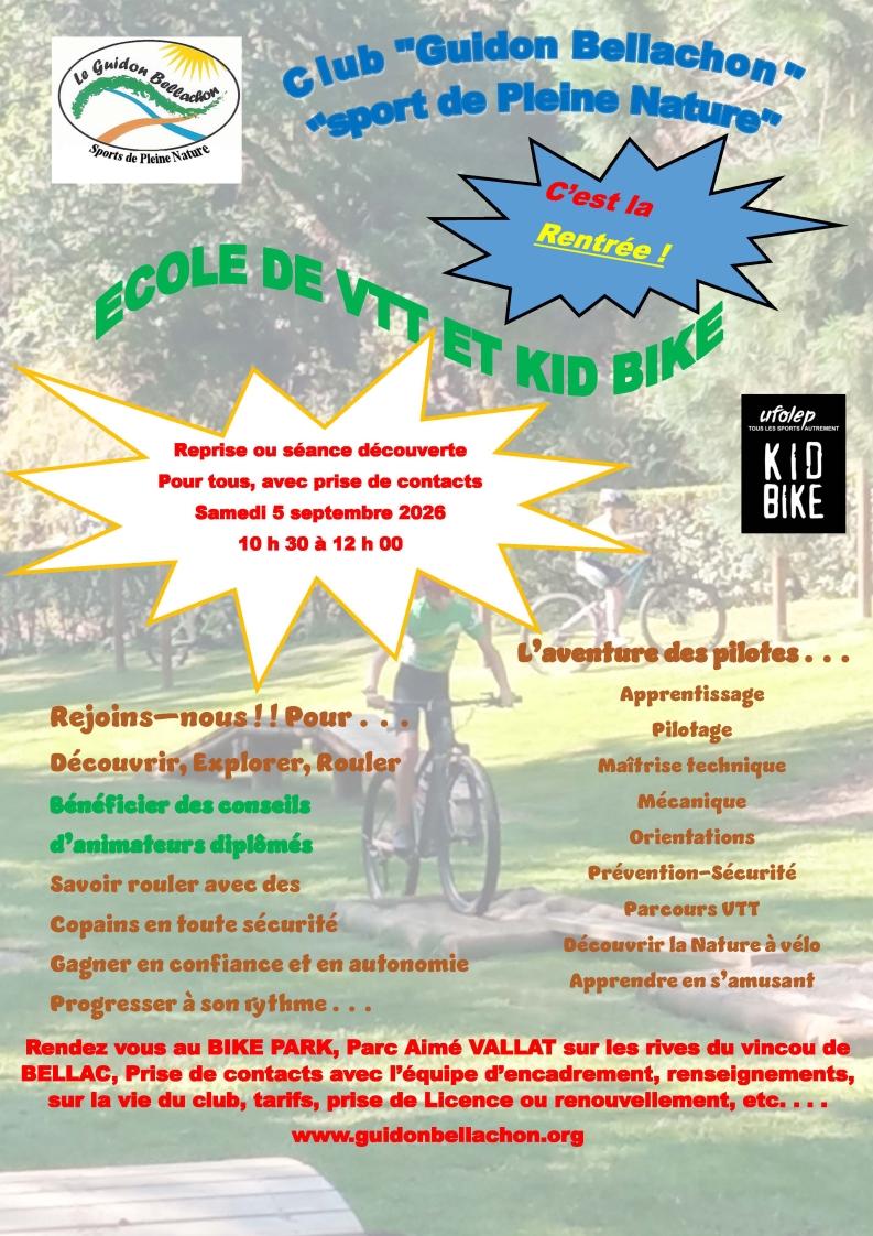 Affiche promotionel ecole vtt ouverture septembre 2026